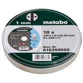 Metabo 616359000 Inox Cutting Discs in Tin 125mm x1mm x 22.23mm 10 Piece