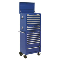 Sealey Topchest, Mid-Box & Rollcab Combination 14 Drawer with Ball Bearing Runners - Blue Main Image