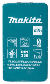 Makita D-54097 25 Piece HSS-R Metal Drill Bit SetGround Point