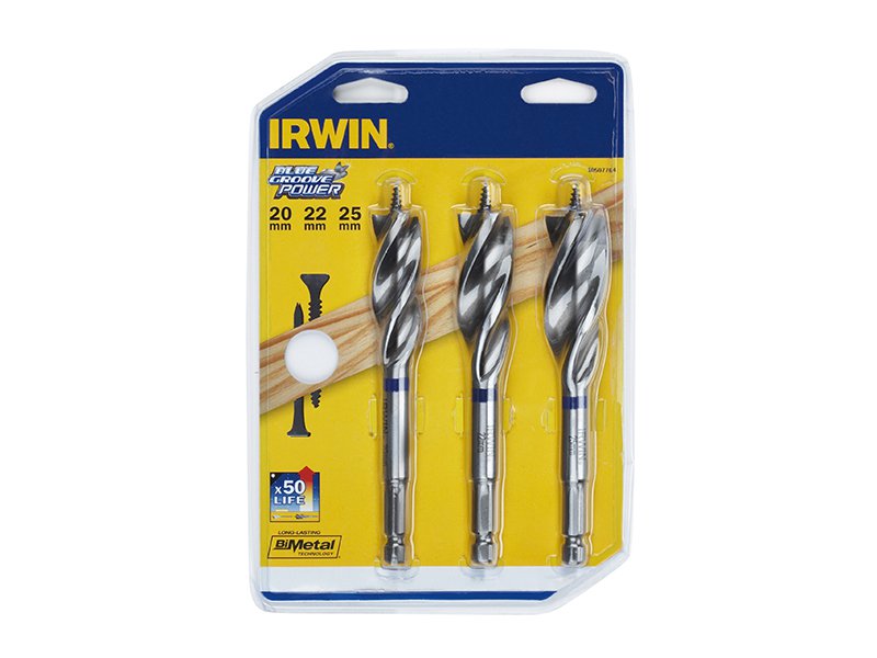 IRWIN Blue Groove Wood Power Bit Set of 3: 20, 22 & 25mm Main Image