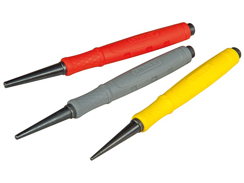 Stanley Tools Dynagrip Nail Punch - Set of 3 - 0.8mm, 1.6mm & 2.4mm Main Image