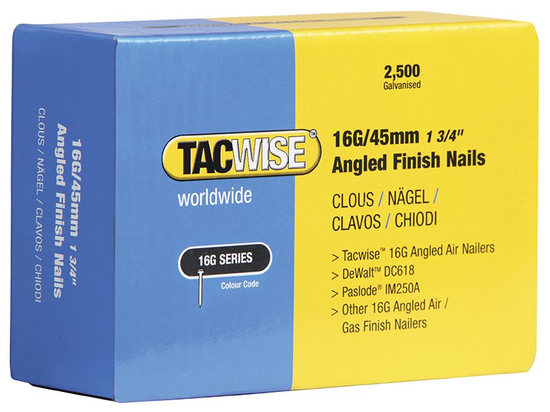 Tacwise 16 Gauge Angled Nails 32mm For DC618K Pack 2500 Main Image