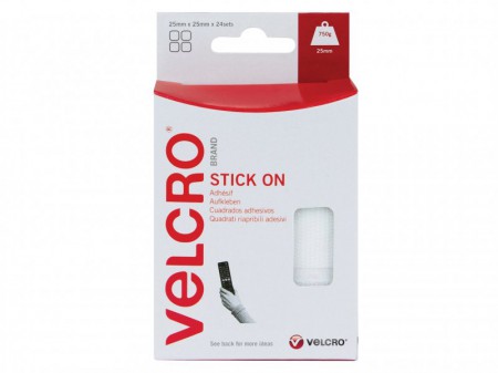 VELCRO Brand Stick On VELCRO Brand Squares 25mm Black Pack of 24