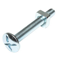 M6 x 35 Roofing Bolt c/w Sq Nut ZP