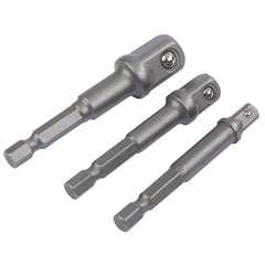 Socket Adaptor Set, 1/4" Hex. x 1/4", 3/8" & 1/2" Sq. Dr. (3 Piece) Main Image