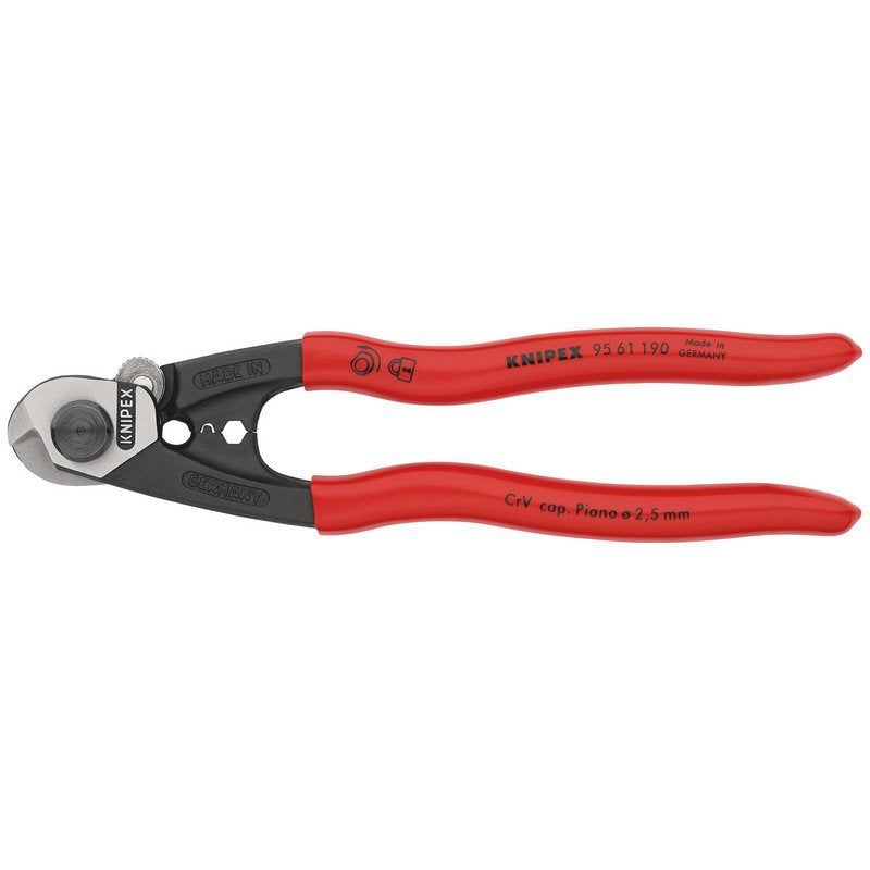 KNIPEX 95 61 190 SB Wire Rope Cutter forged plastic coated, 190mm Main Image