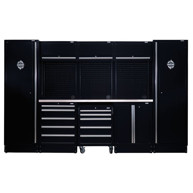 BUNKER 16 Piece Modular Storage Combo with Stainless Steel Worktop, 3240mm Main Image