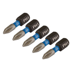 Draper Expert Cross Slot/PH Type Impact Screwdriver Bits, No.1 x 25mm, 1/4" Hex (Pack of 5) Main Image