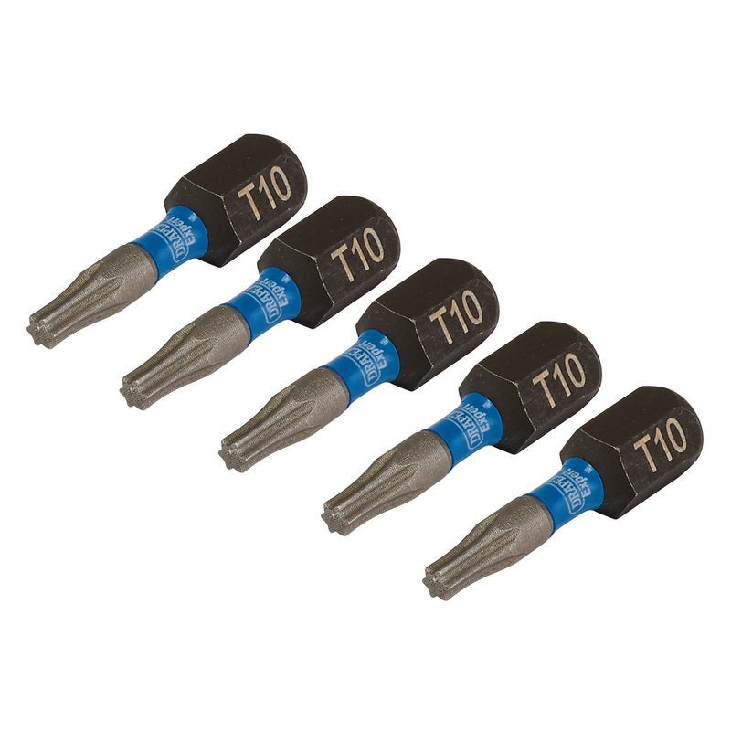 Draper Expert TX-STAR Impact Screwdriver Bits, T10 x 25mm, 1/4" Hex (Pack of 5) Main Image
