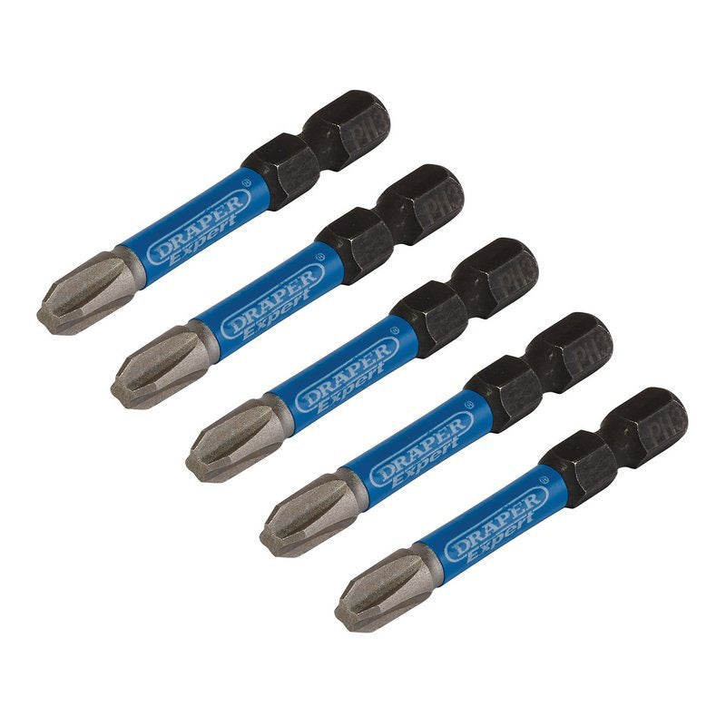 Draper Expert Cross Slot/PH Type Impact Screwdriver Bits, No.3 x 50mm, 1/4" Hex (Pack of 5) Main Image