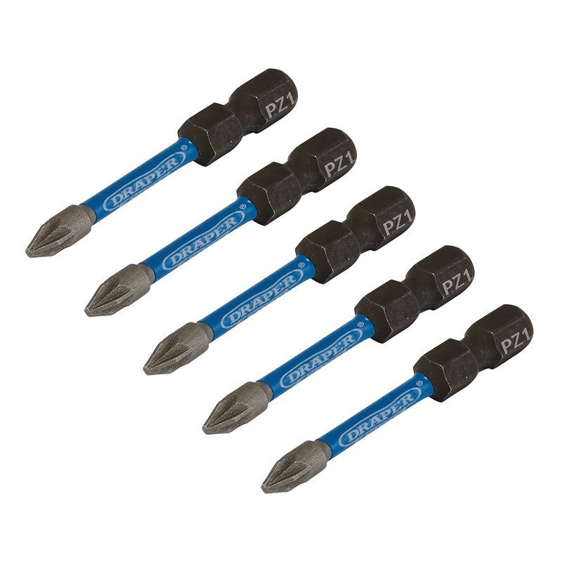 Draper Expert PZ-Type Impact Screwdriver Bits, No.1 x 50mm, 1/4" Hex (Pack of 5) Main Image