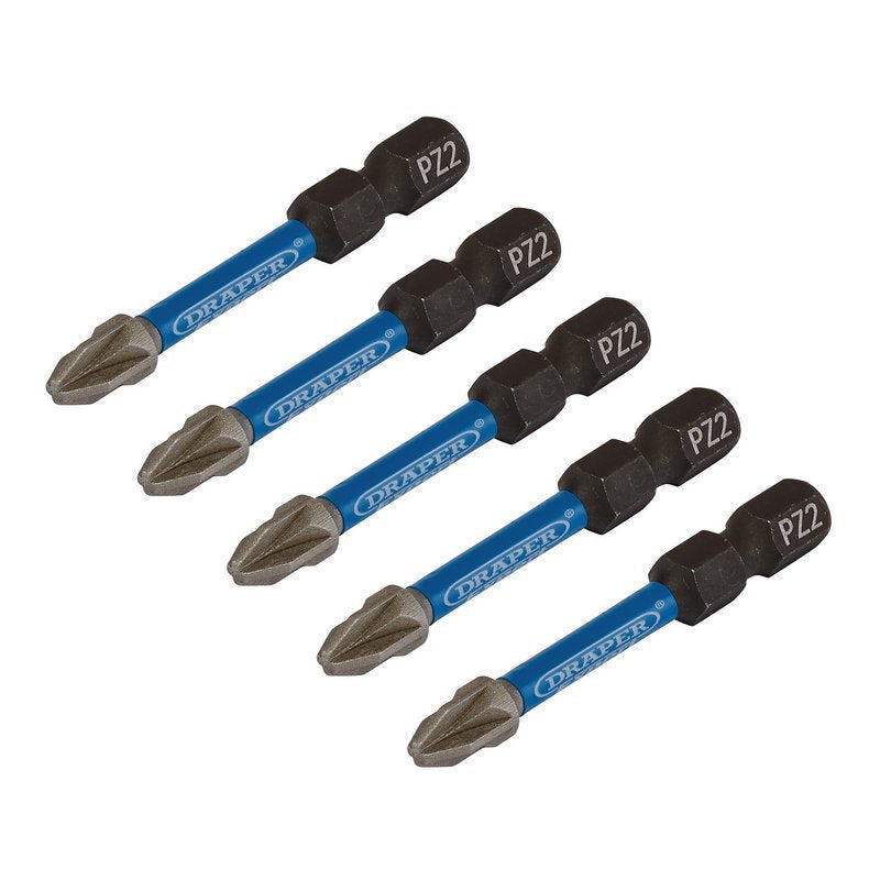 Draper Expert PZ-Type Impact Screwdriver Bits, No.2 x 50mm, 1/4" Hex (Pack of 5) Main Image
