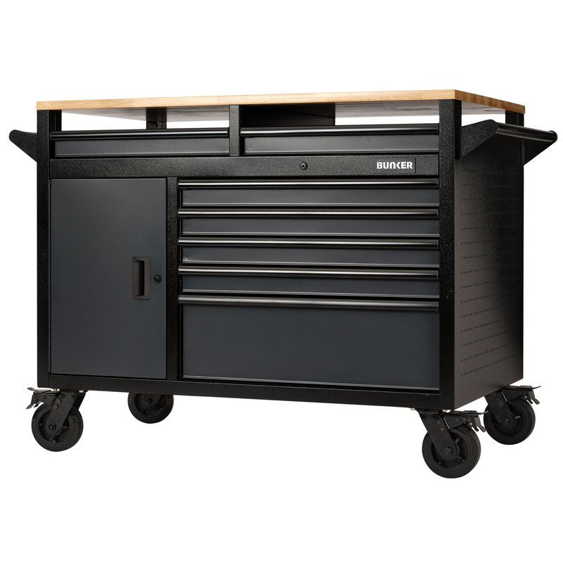 BUNKER 14 Drawer Multi-Functional Workbench Roller Tool Cabinet, 48", Grey Main Image