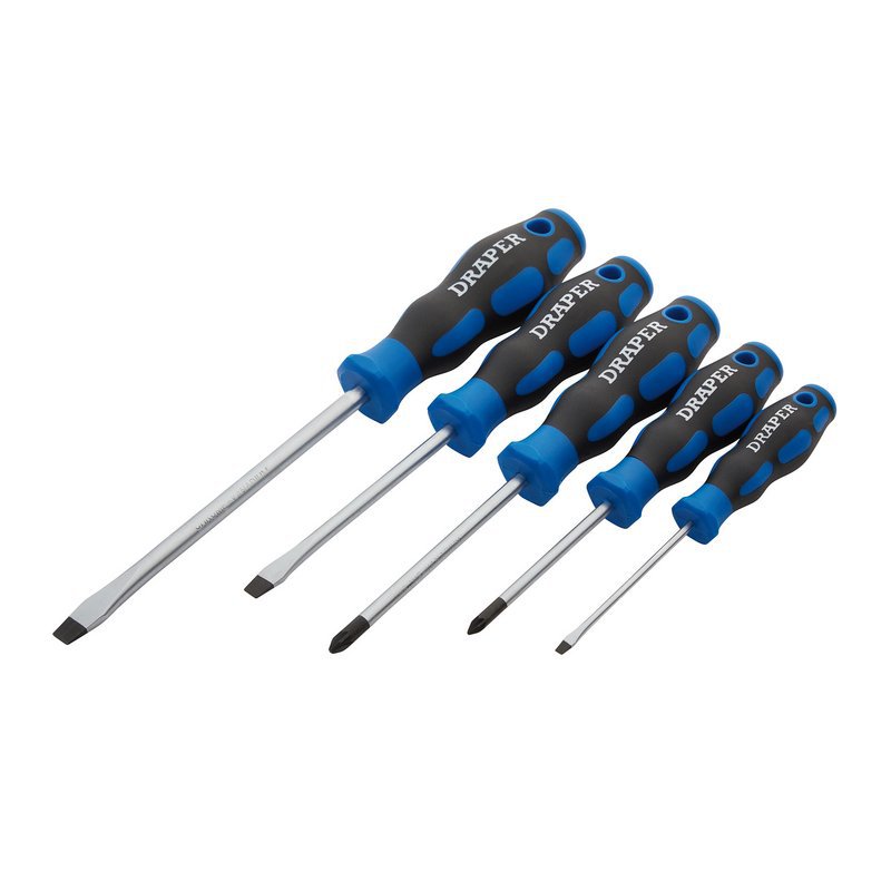 Soft Grip Screwdriver Set, 3 x Plain Slot, 2 x PZ TYPE (5 Piece) Main Image