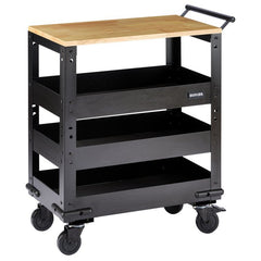 BUNKER 3 Tier Trolley with Pull Handle and Hardwood Worktop, 714mm Main Image