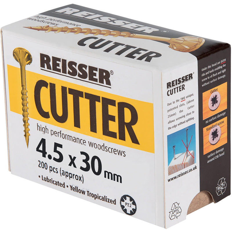 Reisser Cutter 4.5 x 30 Pozi Woodscrew Box of 200