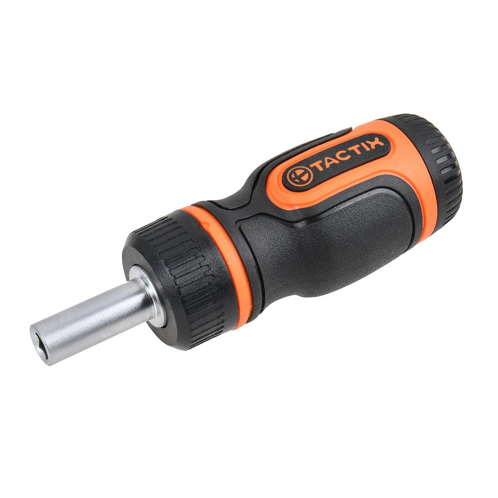 Tactix Stubby Ratchet Screwdriver 6pc CRV Nickel Plating Bit Incl. PH: #1 #2 #3 Slot: 4mm 5mm 6mm Main Image
