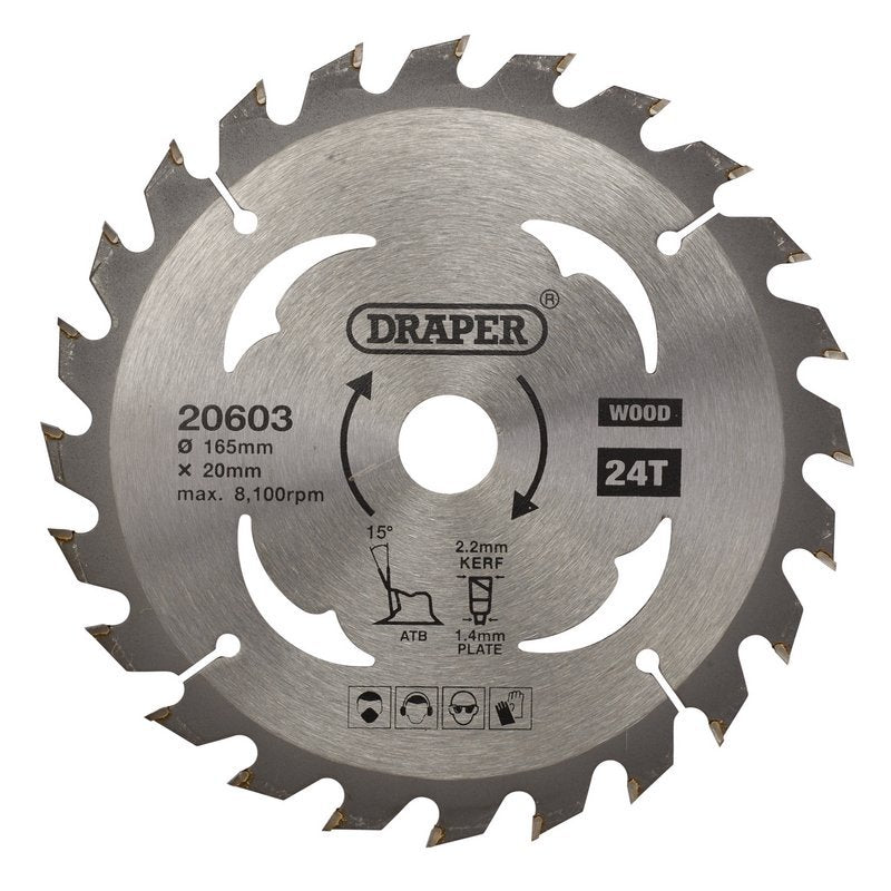 TCT Circular Saw Blade for Wood, 165 x 20mm, 24T Main Image