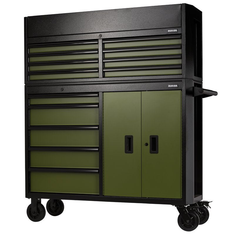 BUNKER 13 Drawer Combined Roller Cabinet and Tool Chest, 52", Green Main Image