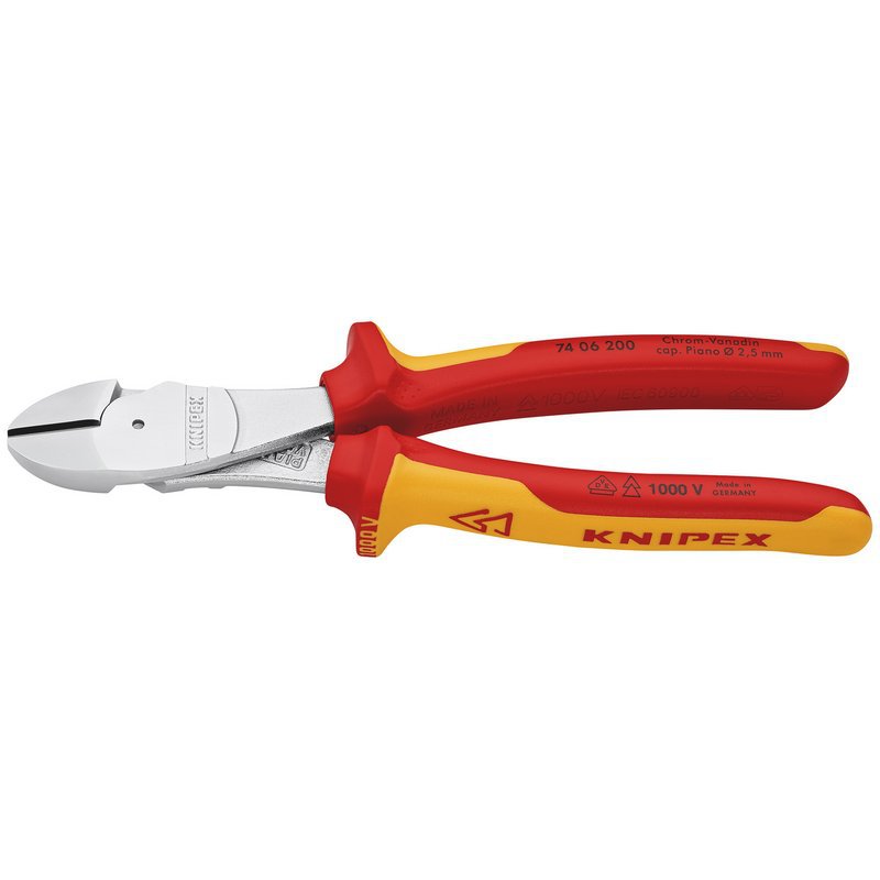 KNIPEX 74 06 200 SB VDE Insulated High Leverage Diagonal Cutter,  200mm Main Image