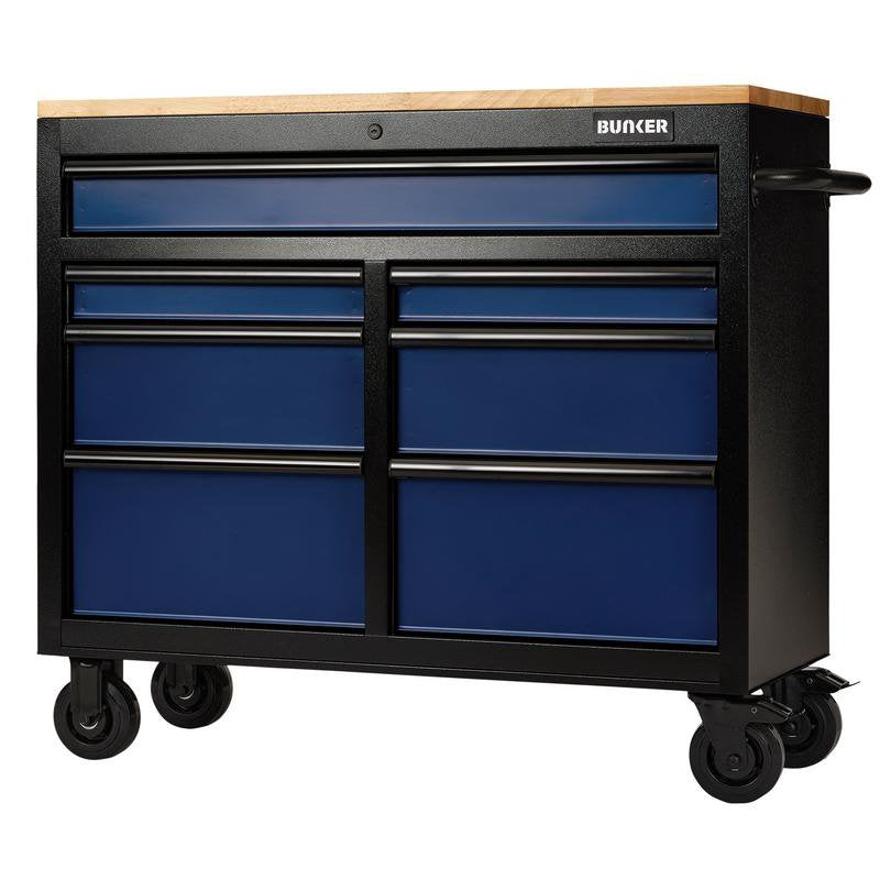 BUNKER 7 Drawer Workbench Roller Tool Cabinet, 41", Blue Main Image