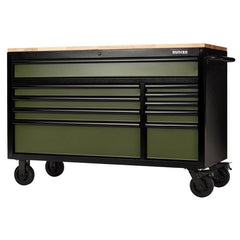 BUNKER 10 Drawer Workbench Roller Tool Cabinet, 56", Green Main Image