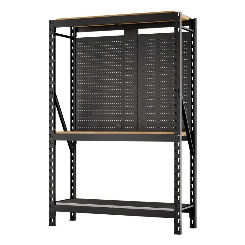 BUNKER 17 Piece Modular 3 Tier Racking with Hardwood Shelving and Pegboards, 1500mm Main Image