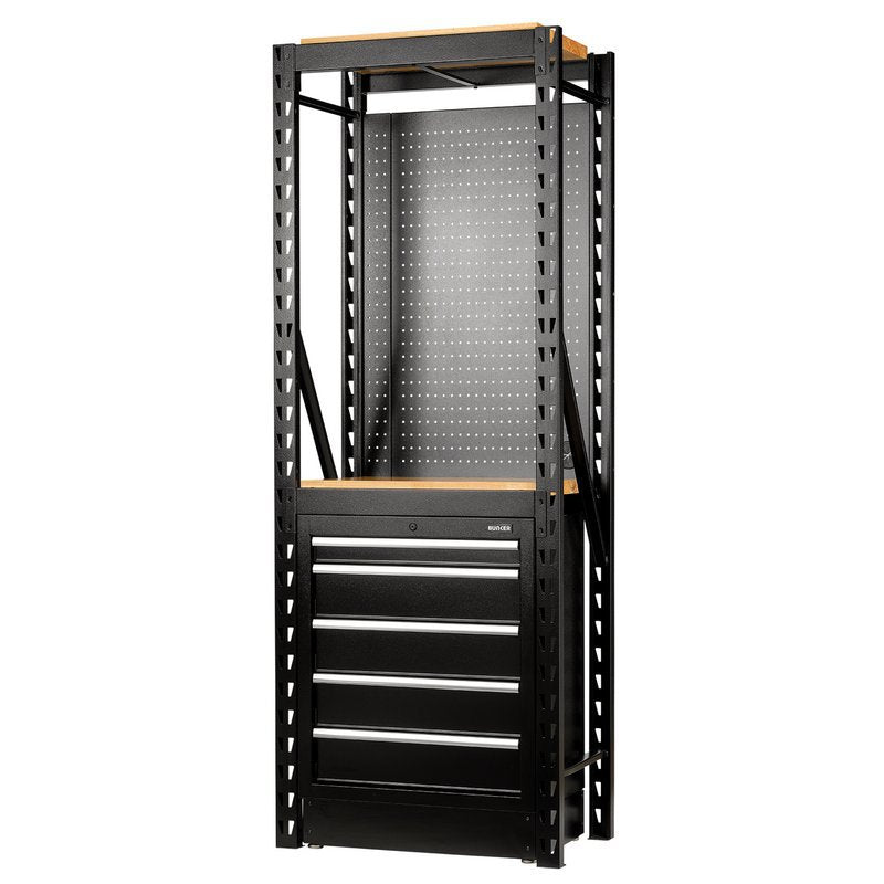 BUNKER 13 Piece Modular Storage Combo 2 Tier Racking with Hardwood Shelving, Pegboard and Floor Cabinet, 750mm Main Image