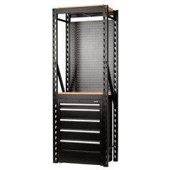 BUNKER 13 Piece Modular Storage Combo 2 Tier Racking with Hardwood Shelving, Pegboard and Floor Cabinet, 750mm Main Image