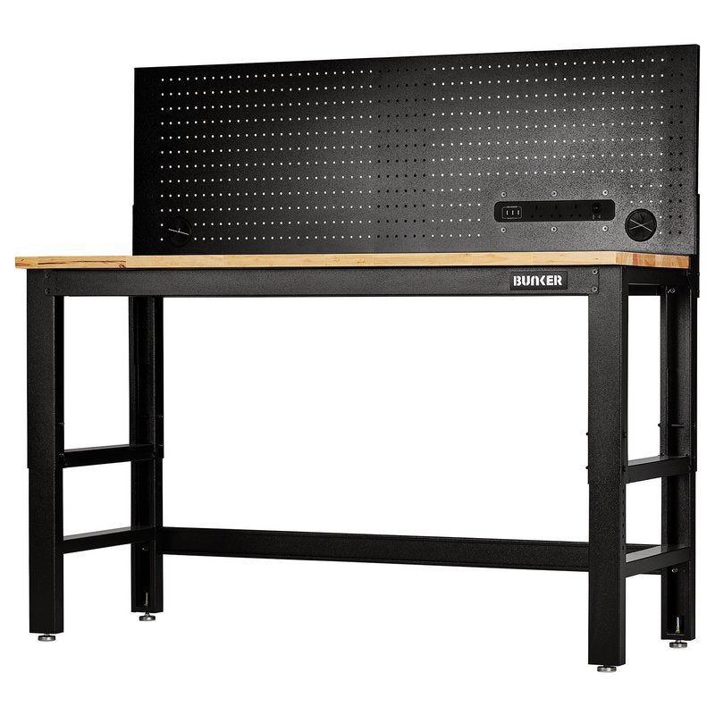 BUNKER Workbench with Hardwood Worktop and Power Pegboard, 1550mm Main Image