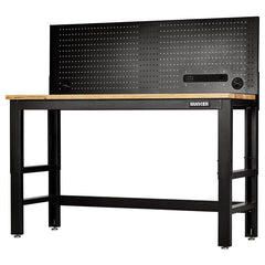 BUNKER Workbench with Hardwood Worktop and Power Pegboard, 1550mm Main Image