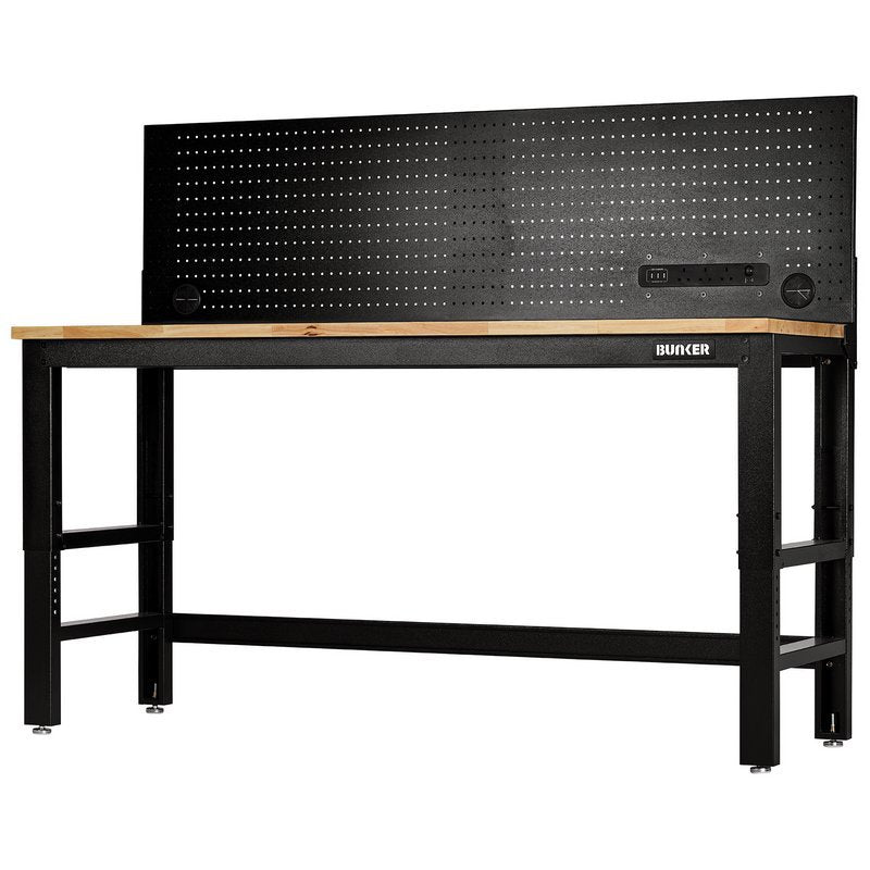 BUNKER Workbench with Hardwood Worktop and Power Pegboard, 1830mm Main Image