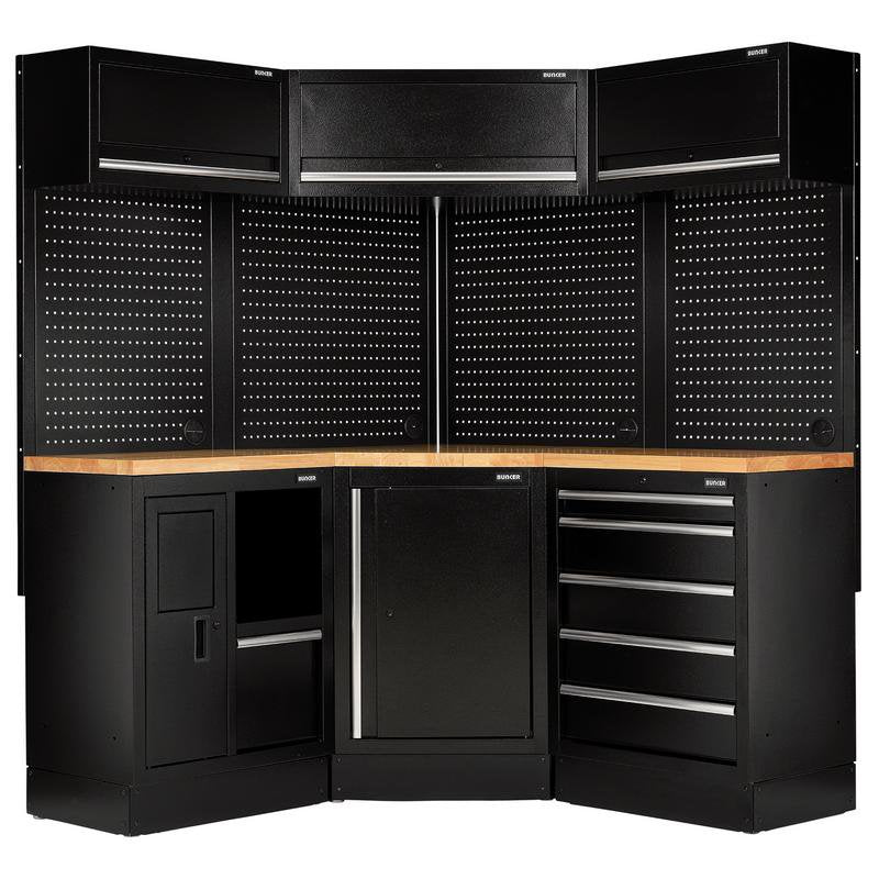 BUNKER 18 Piece Modular Storage Corner Combo with Hardwood Worktop, 3454mm Main Image