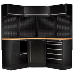 BUNKER 18 Piece Modular Storage Corner Combo with Hardwood Worktop, 3454mm Main Image