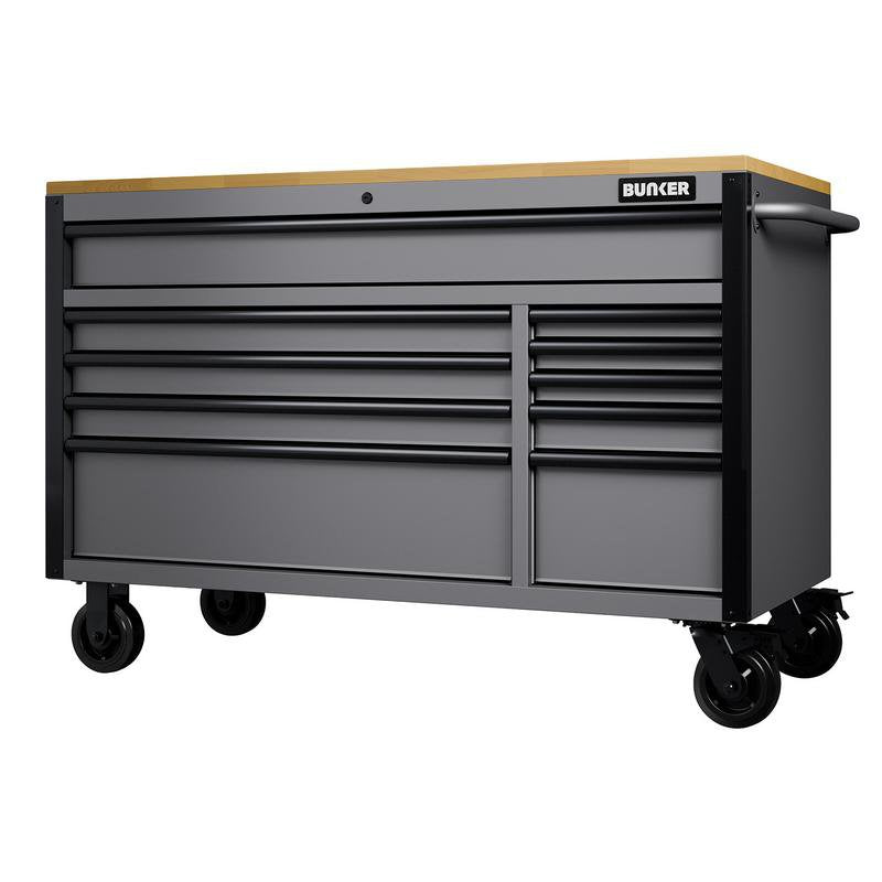 BUNKER 10 Drawer Workbench Roller Tool Cabinet, 56", Light Grey Main Image