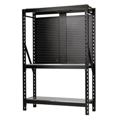 BUNKER 17 Piece Modular 3 Tier Racking with Stainless Steel Shelving and Pegboards, 1500mm Main Image [src:32478_1.jpg@20260918134034]