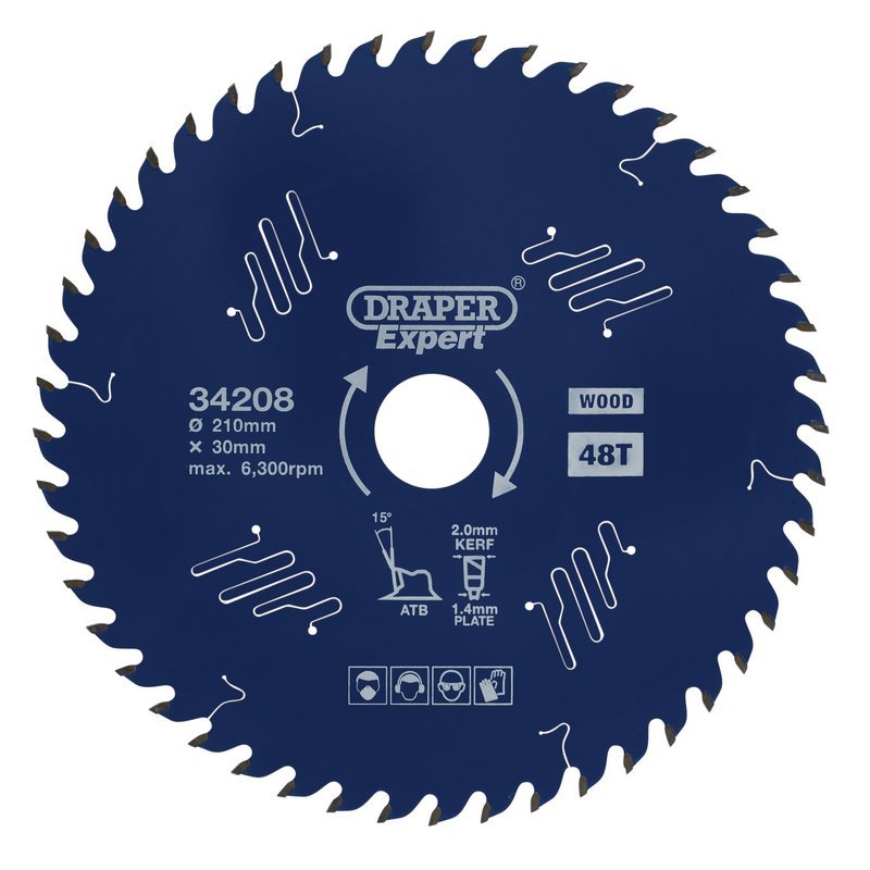 Draper Expert TCT Circular Saw Blade for Wood with PTFE Coating, 210 x 30mm, 48T Main Image