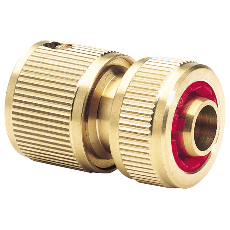 Brass Hose Connector with Water Stop, 1/2" Main Image