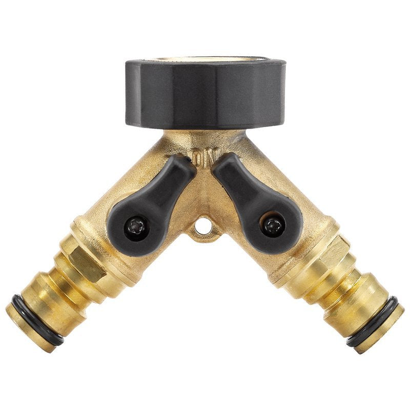 Brass Double Tap Connector with Flow Control, 3/4" Main Image