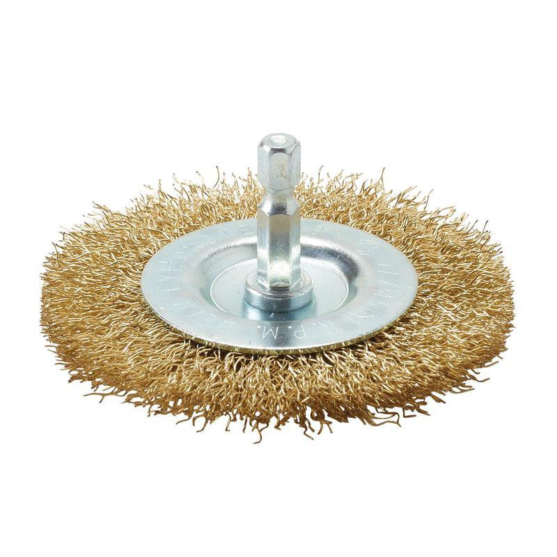 Brassed Steel Crimped Wire Wheel Brush, 75mm Main Image