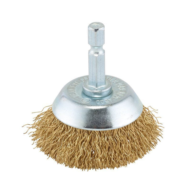Brassed Steel Crimped Wire Cup Brush, 40mm Main Image