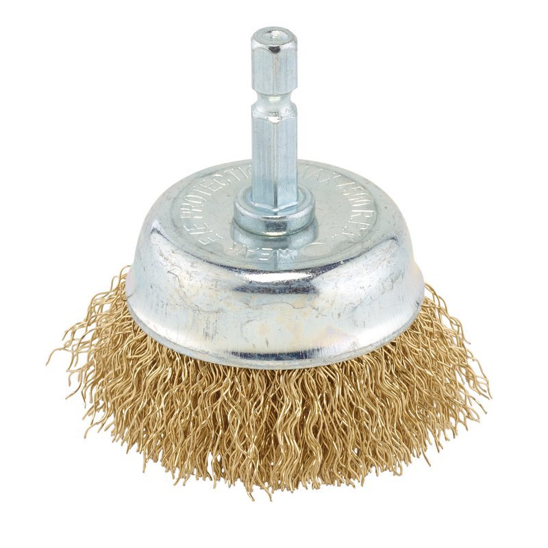 Brassed Steel Crimped Wire Cup Brush, 50mm Main Image