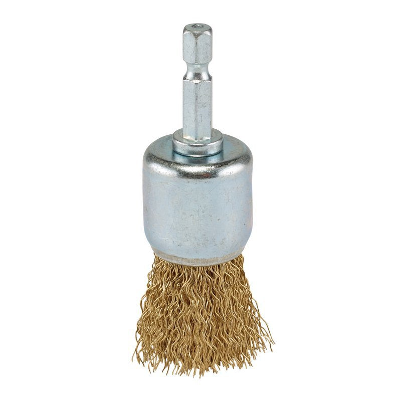 Brassed Steel Crimped Wire End Brush, 25mm Main Image