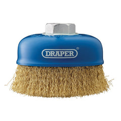 Brassed Steel Crimped Wire Cup Brush, 100mm, M14 Main Image
