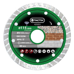 Tactix Pro Grade Turbo Universal Diamond Blade 180mm x 1.4mm Wet Or Dry Use Main Image