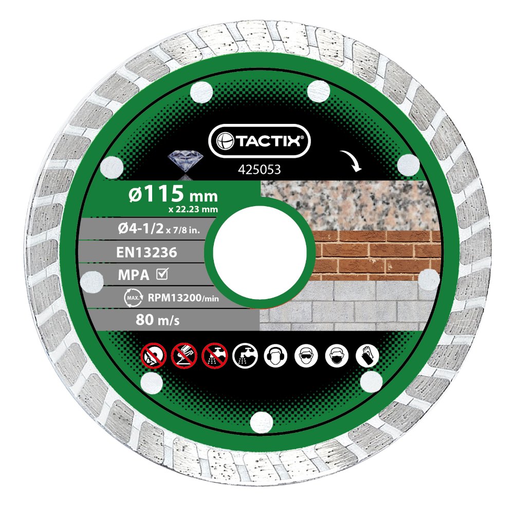 Tactix Pro Grade Turbo Universal Diamond Blade 125mm x 1.4mm Wet Or Dry Use Main Image