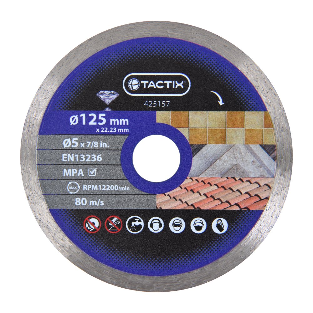 Tactix Pro Grade Diamond Blade Wet Use 125mm x 1.2mm For Tiles & Ceramics Main Image