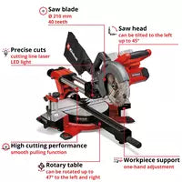 Einhell PXC 36V (2x18V) Cordless 210mm Sliding Mitre Saw Skin