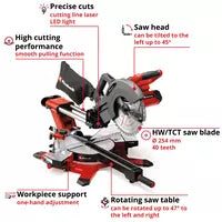 Einhell PXC 36V (2x18V) 254mm Sliding Mitre Saw Body Only TE-SM 36/10