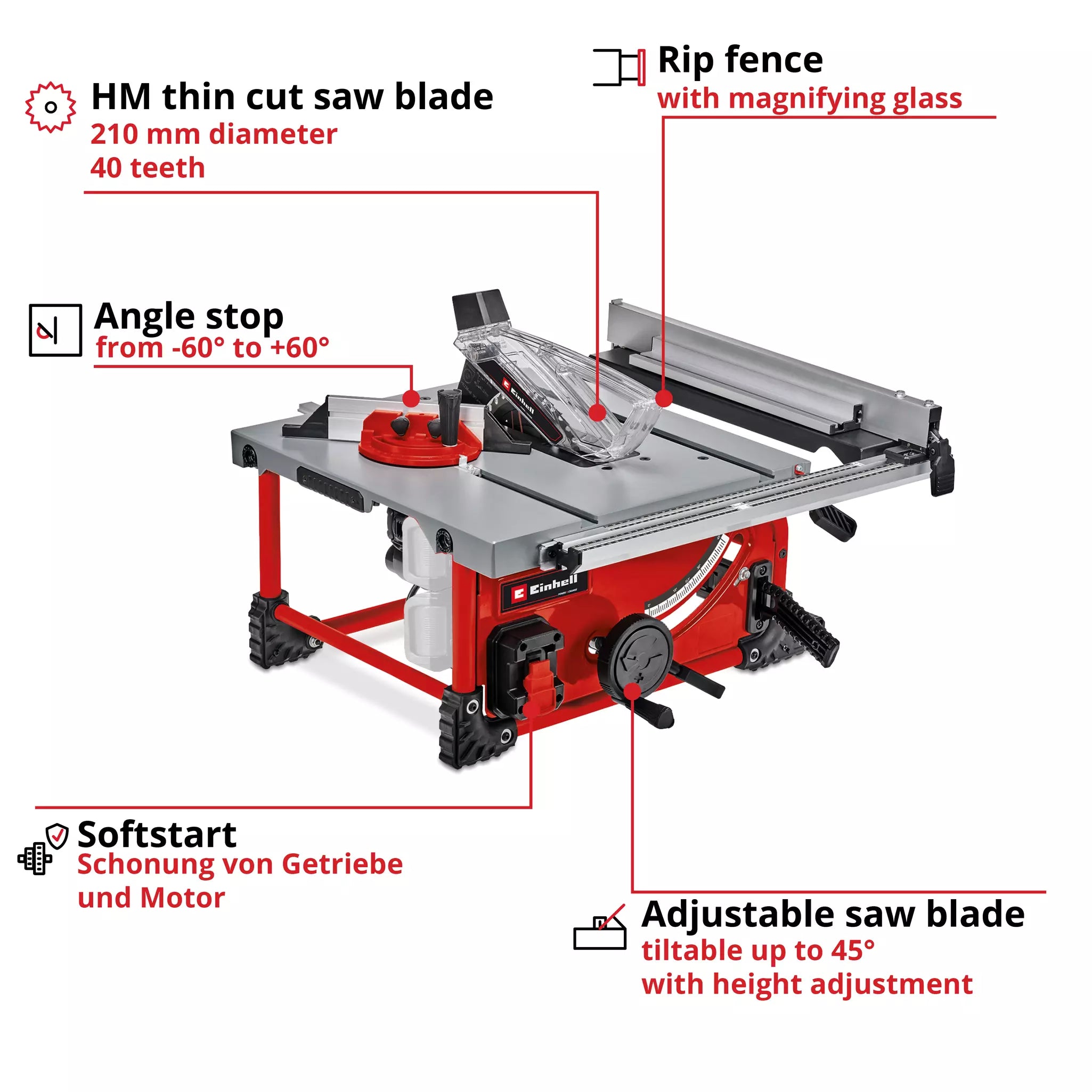 Einhell PXC 36V (18V x 2) 210mm Table Saw Body Only TE-TS 36/210